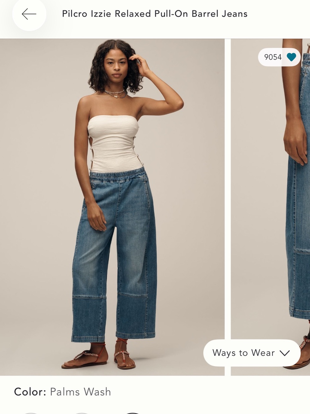 Pilcro Izzie Relaxed Pull-On Barrel Jeans — Palm Wash Blue